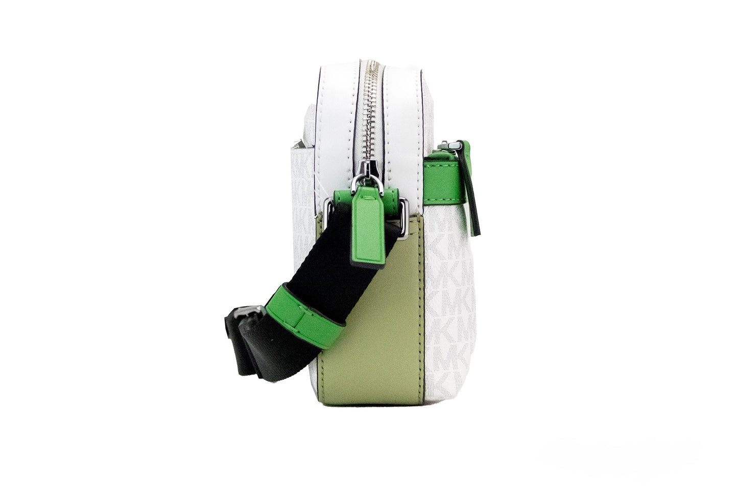 Borsa a tracolla piccola Cooper in PVC bianco brillante con firma Palm