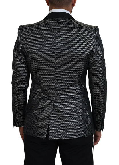 Blazer da giacca slim fit jacquard nero argento