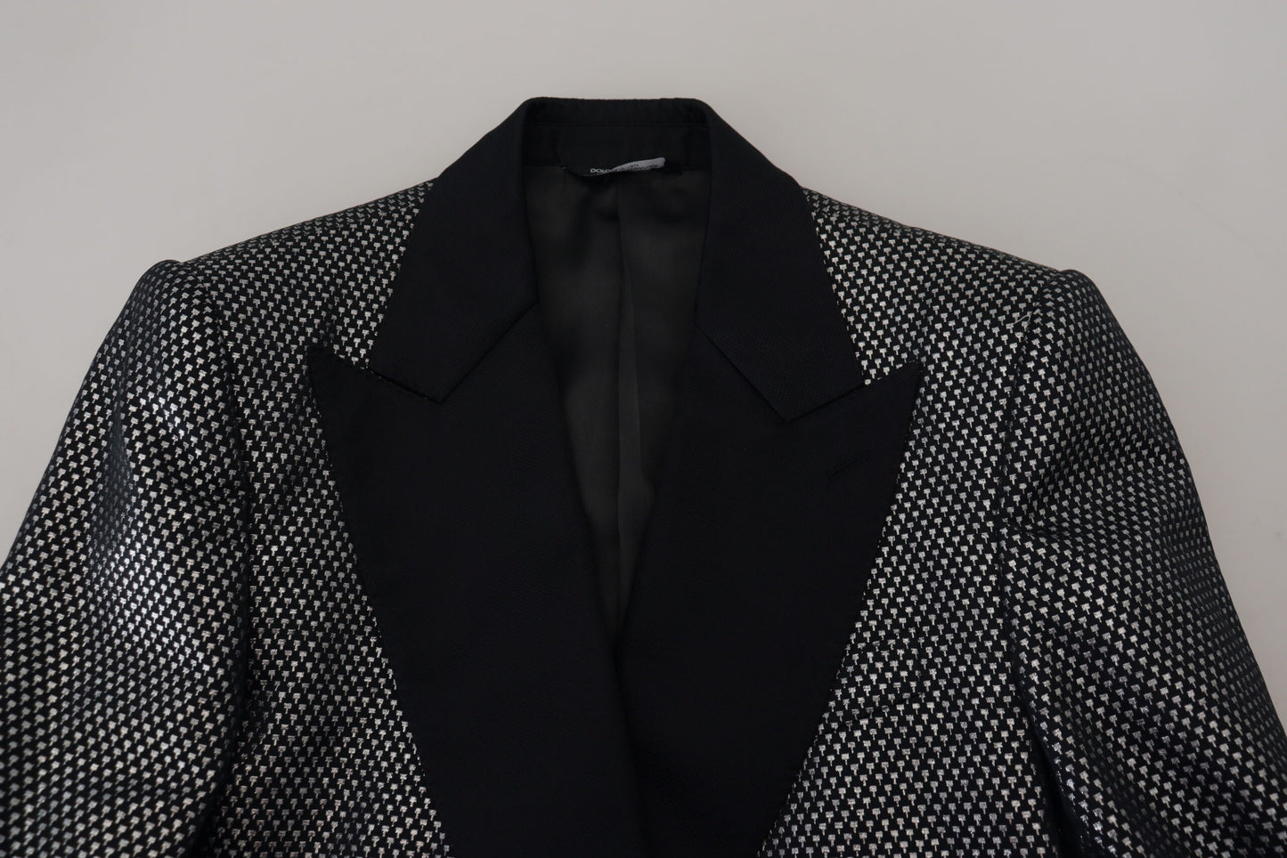 Blazer da giacca slim fit jacquard nero argento