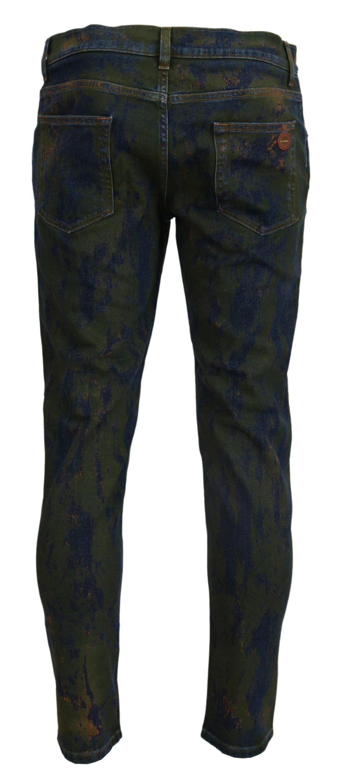 Jeans in denim di cotone skinny verde blu