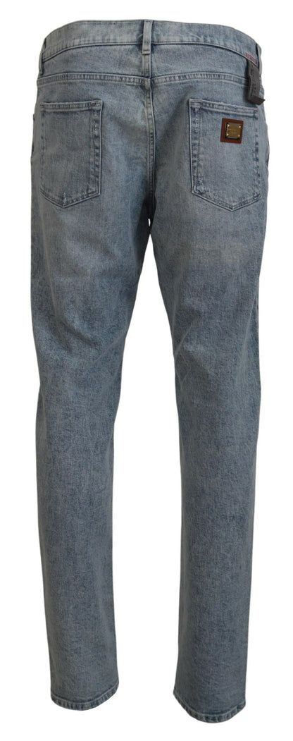 Dolce &amp; Gabbana Elegante Slim-Fit-Hose aus hellblauem Denim