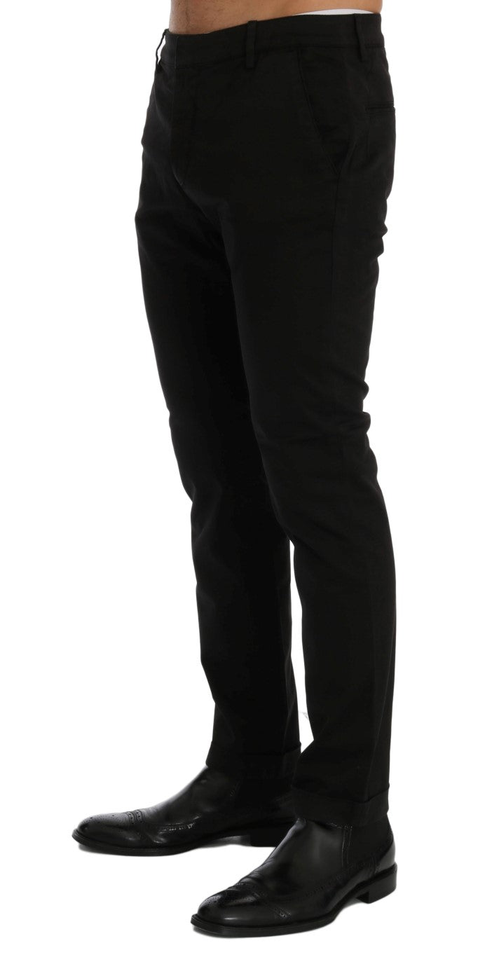 Schwarze Slim-Fit-Hose aus Baumwollstretch