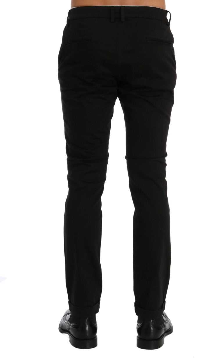 Schwarze Slim-Fit-Hose aus Baumwollstretch