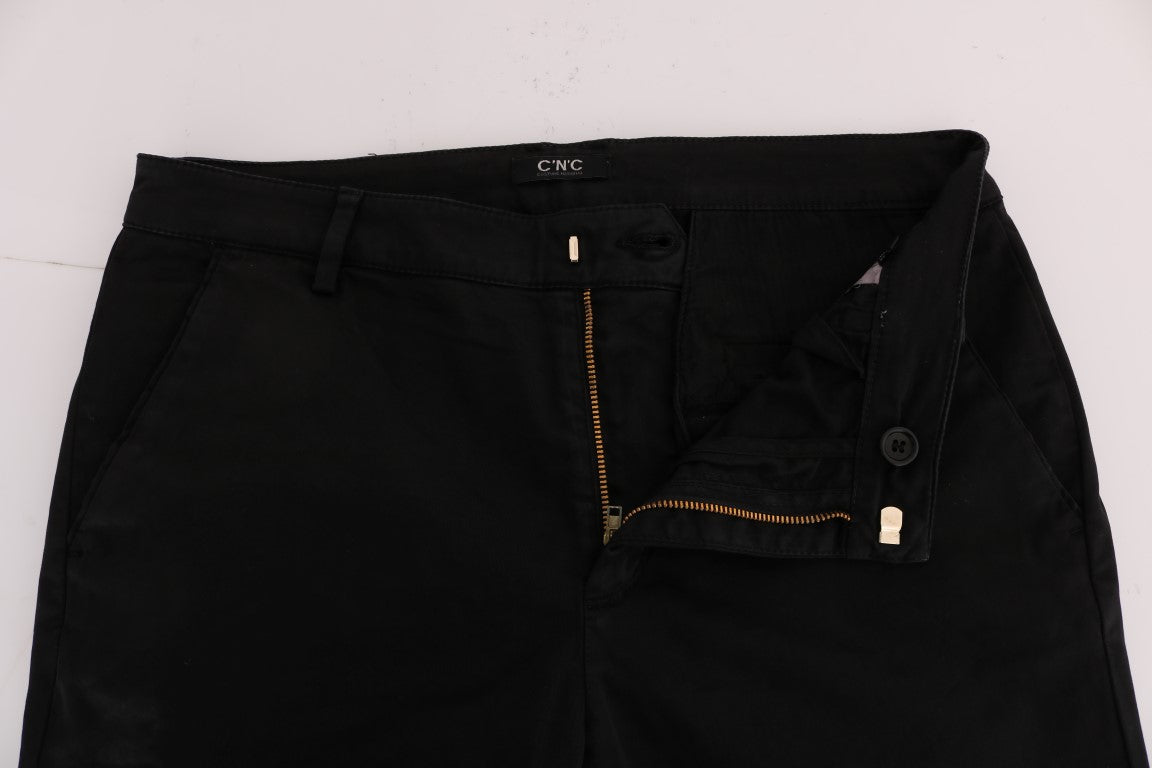 Schwarze Slim-Fit-Hose aus Baumwollstretch