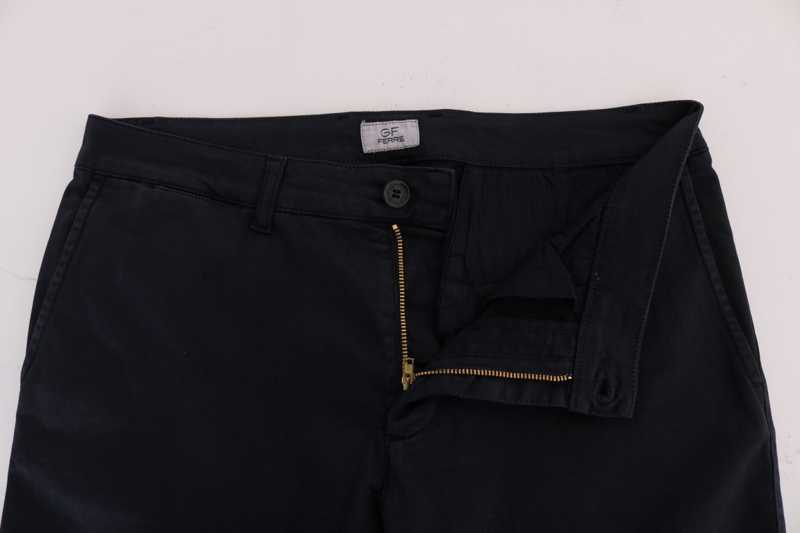 Pantalon Chino Stretch En Coton Bleu