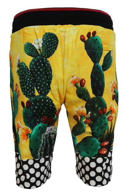 Shorts in felpa di cotone con stampa cactus multicolor