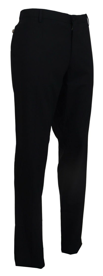 Abito elasticizzato in lana nera Pantalone formale slim fit