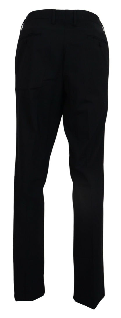 Abito elasticizzato in lana nera Pantalone formale slim fit