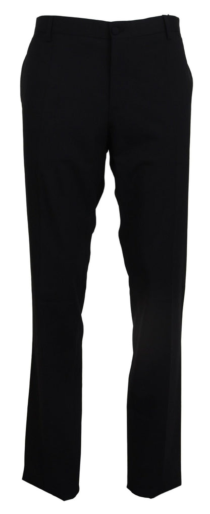 Abito elasticizzato in lana nera Pantalone formale slim fit