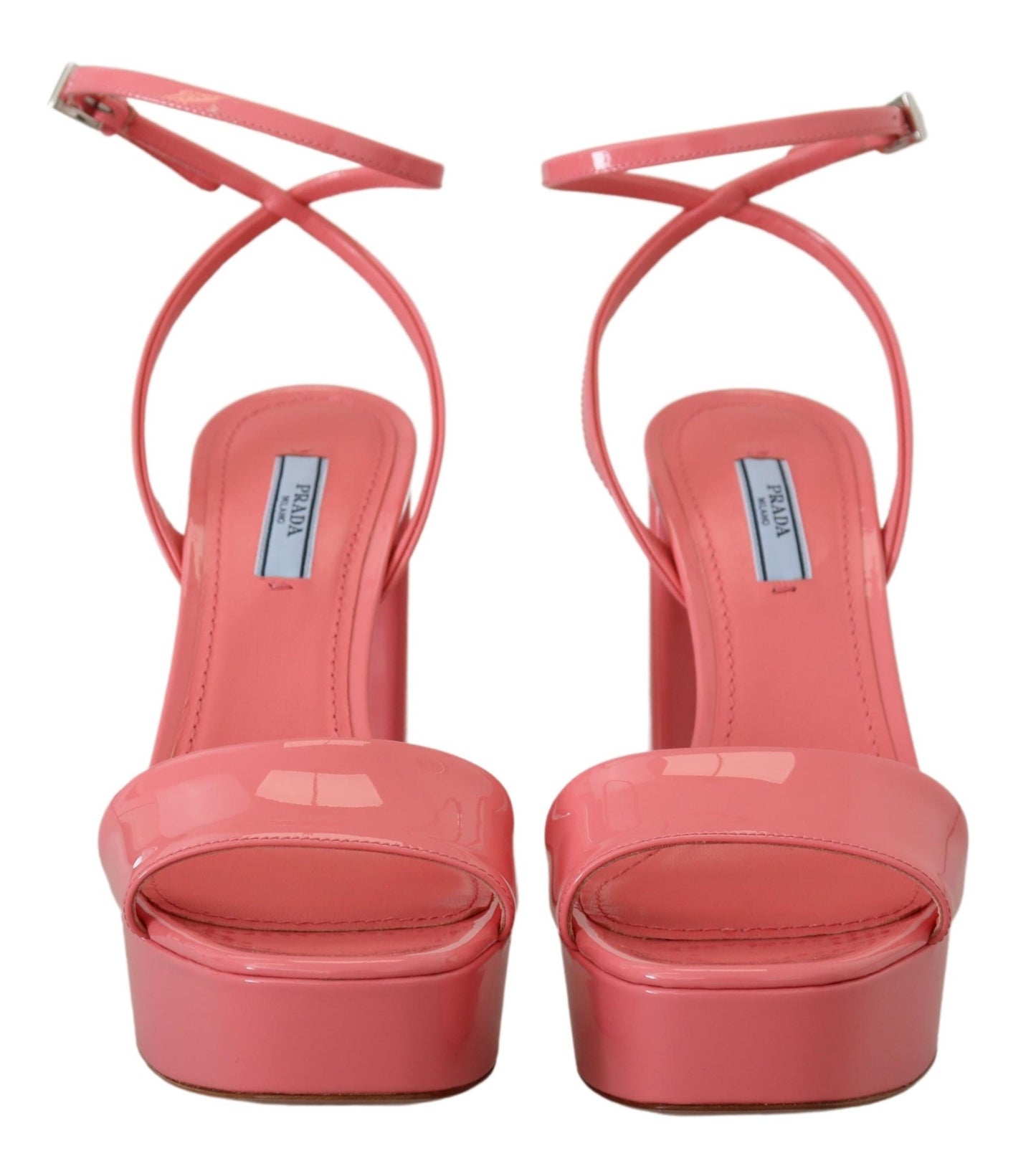 Prada Schicke Plateausandalen aus rosa Lackleder