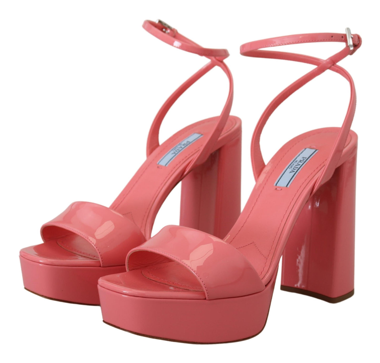 Prada Schicke Plateausandalen aus rosa Lackleder