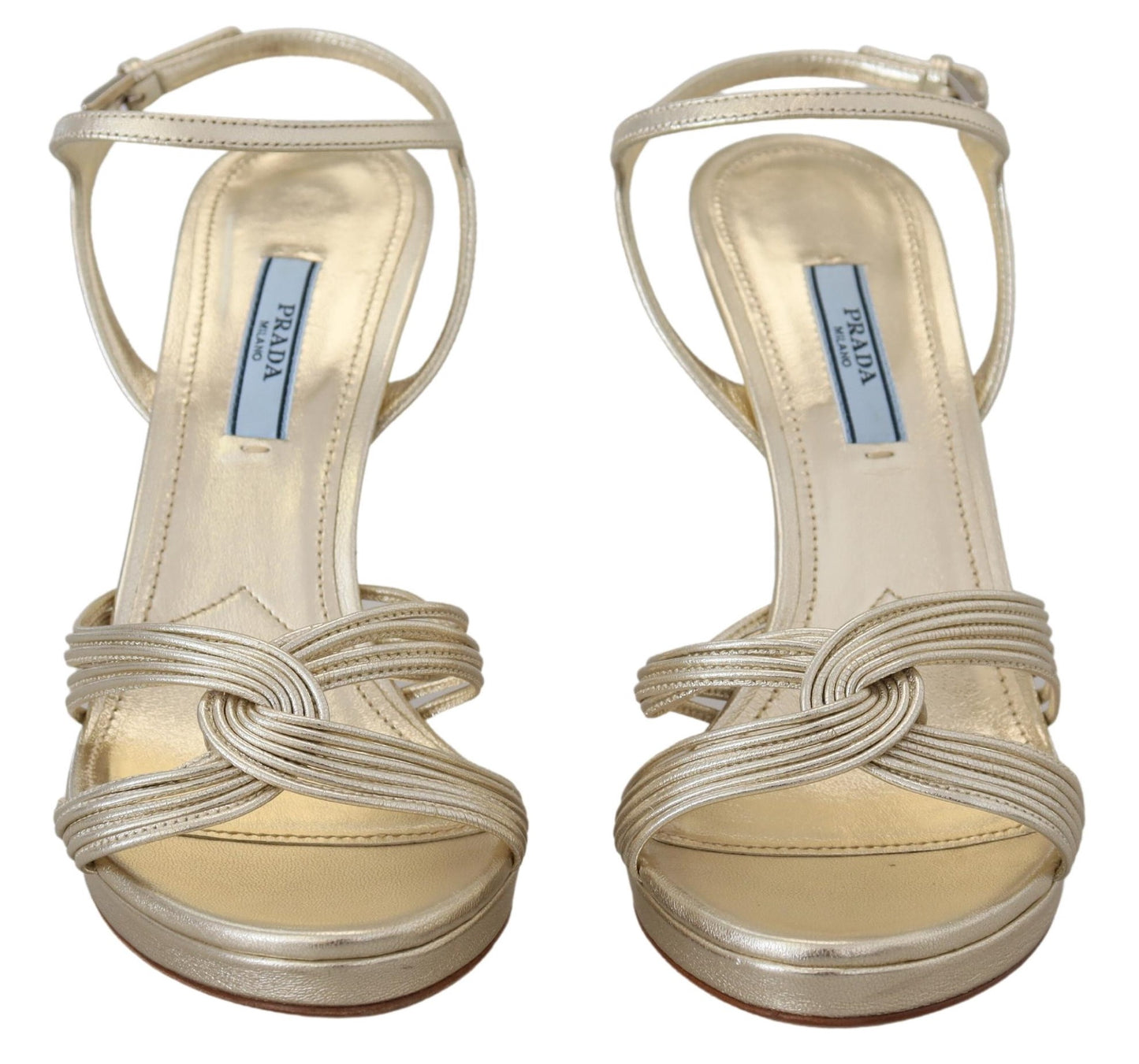 Prada – Elegante Sandalen mit Stilettoabsatz in Gold