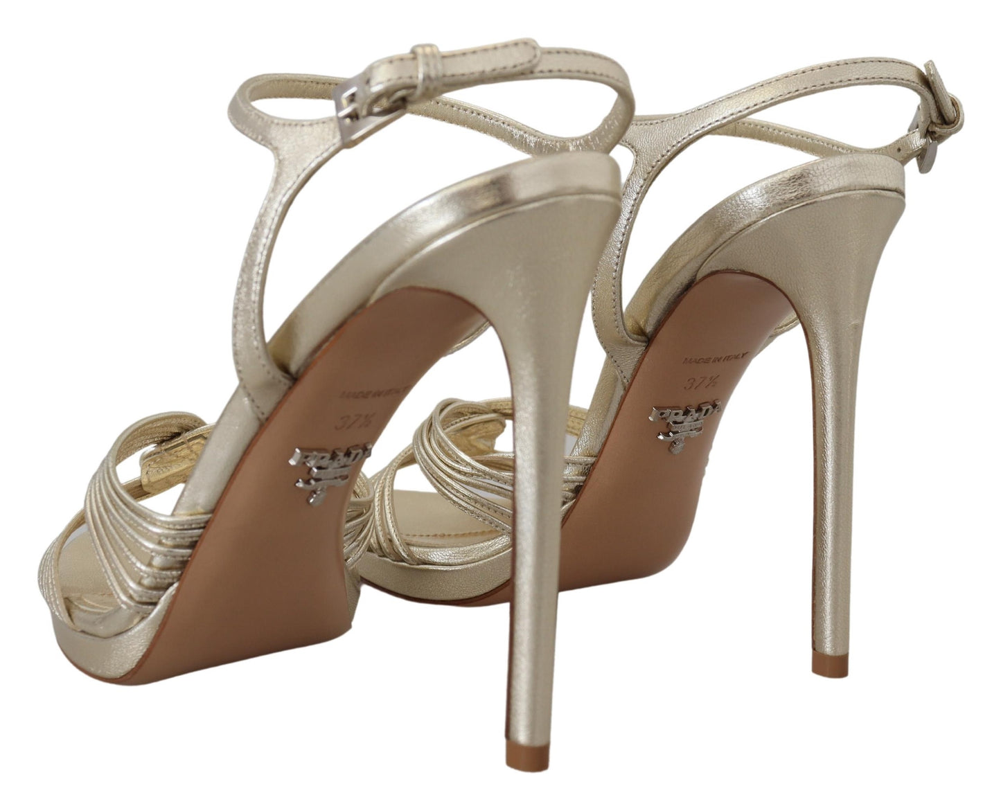 Prada – Elegante Sandalen mit Stilettoabsatz in Gold