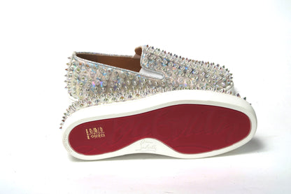 Christian Louboutin Weiß AB/Clear AB Roller Boat Frau Flache Sneaker