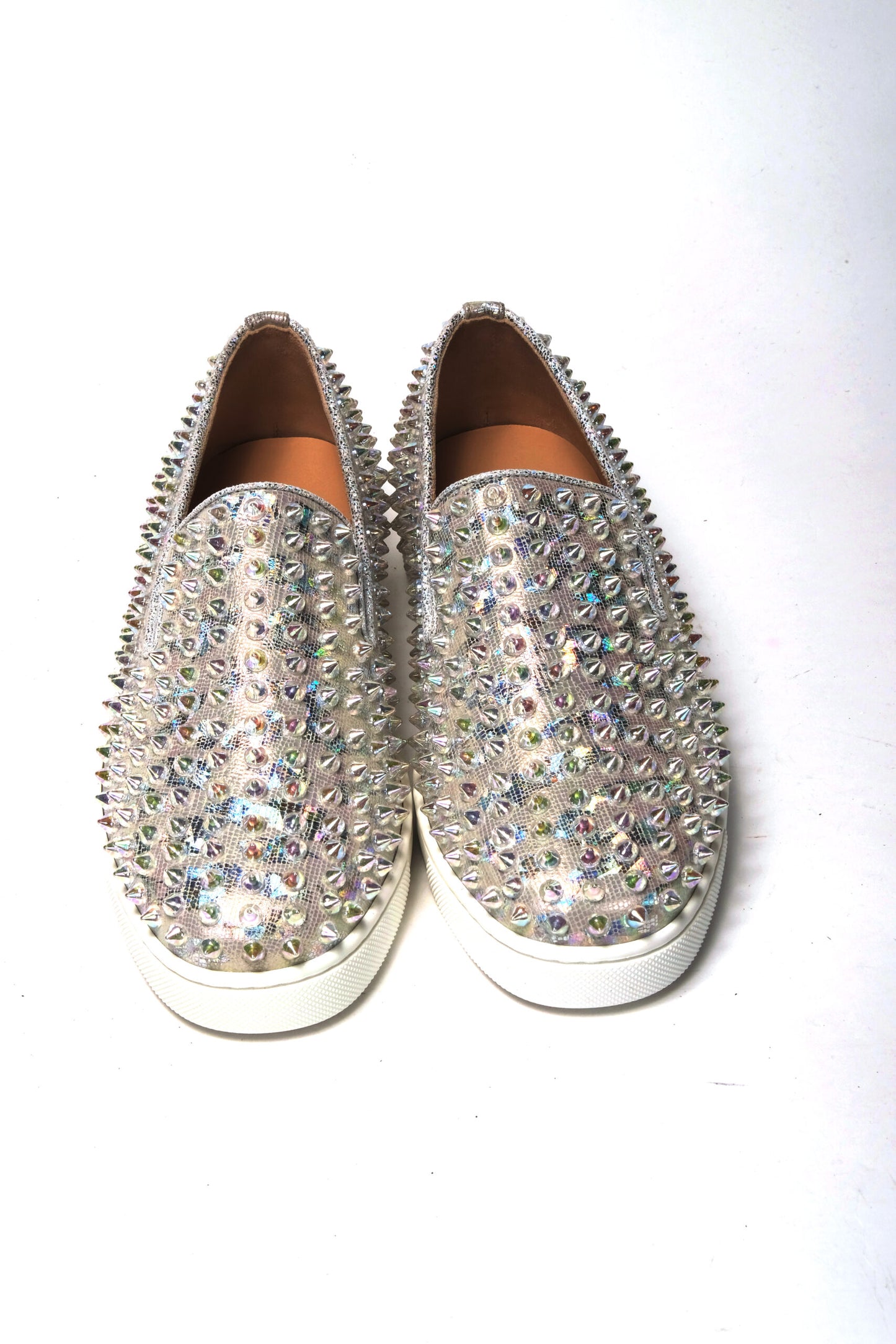 Christian Louboutin Weiß AB/Clear AB Roller Boat Frau Flache Sneaker