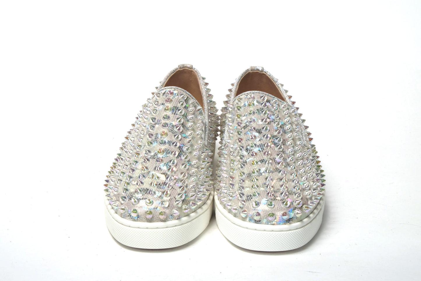 Christian Louboutin Weiß AB/Clear AB Roller Boat Frau Flache Sneaker