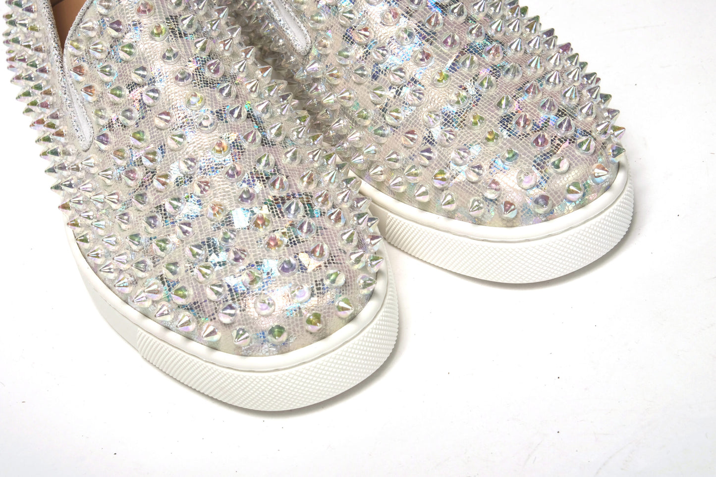 Christian Louboutin Weiß AB/Clear AB Roller Boat Frau Flache Sneaker