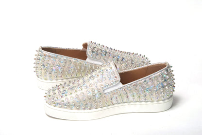 Christian Louboutin Weiß AB/Clear AB Roller Boat Frau Flache Sneaker