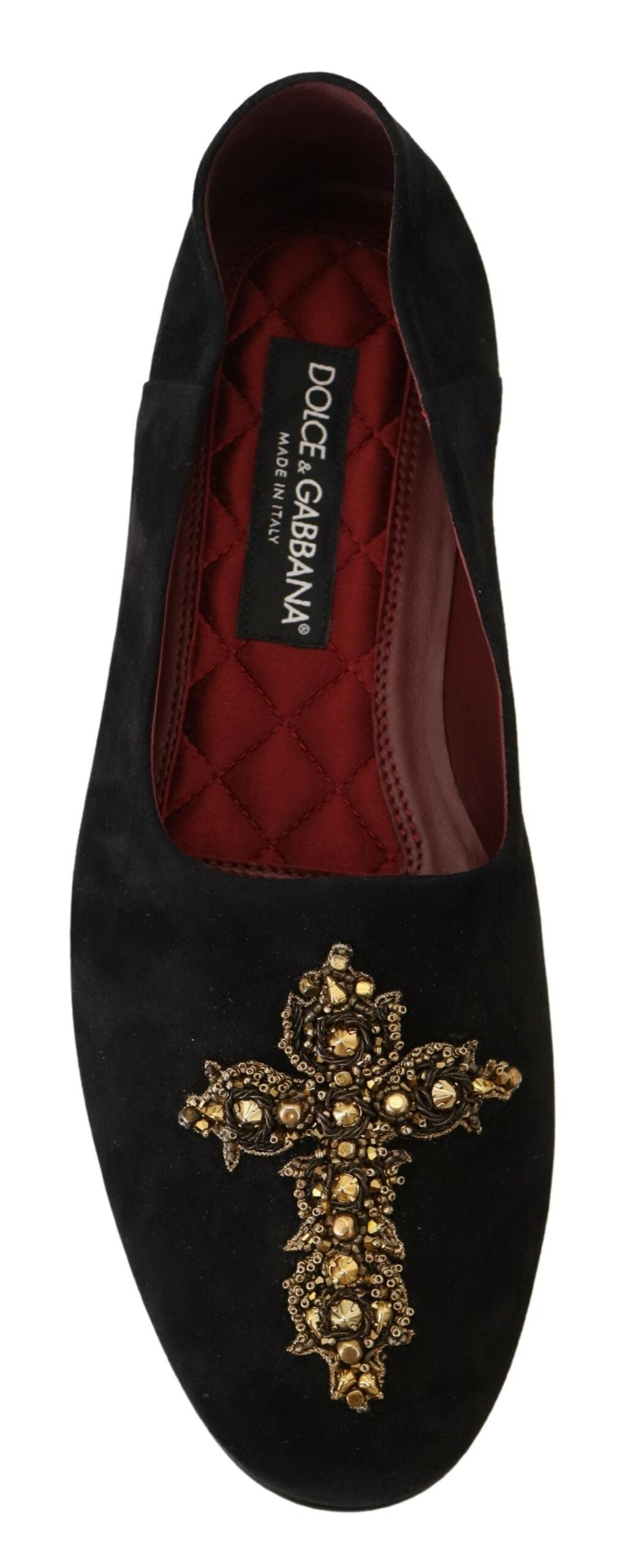 Dolce &amp; Gabbana – Loafer mit schwarzen und goldenen Kristallpailletten