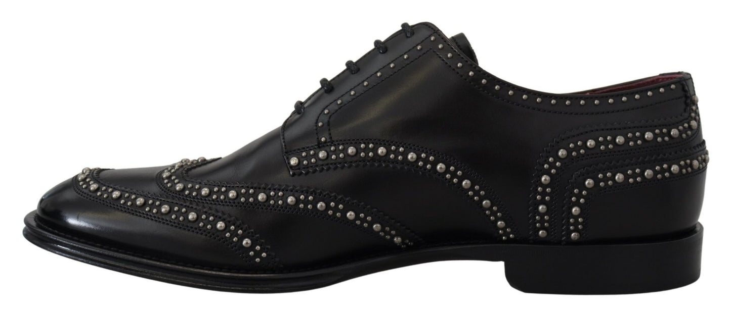 Scarpe derby borchiate in pelle nera