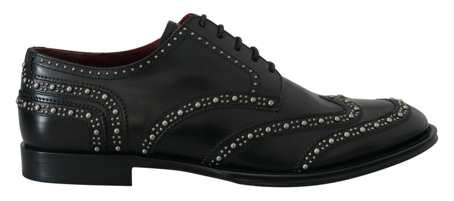 Scarpe derby borchiate in pelle nera