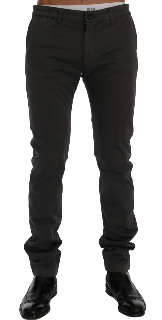 Pantalon Chino Stretch En Coton Gris