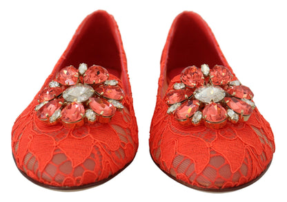 Dolce &amp; Gabbana – Elegante Vally-Ballerinas aus Spitze in Korallenrot