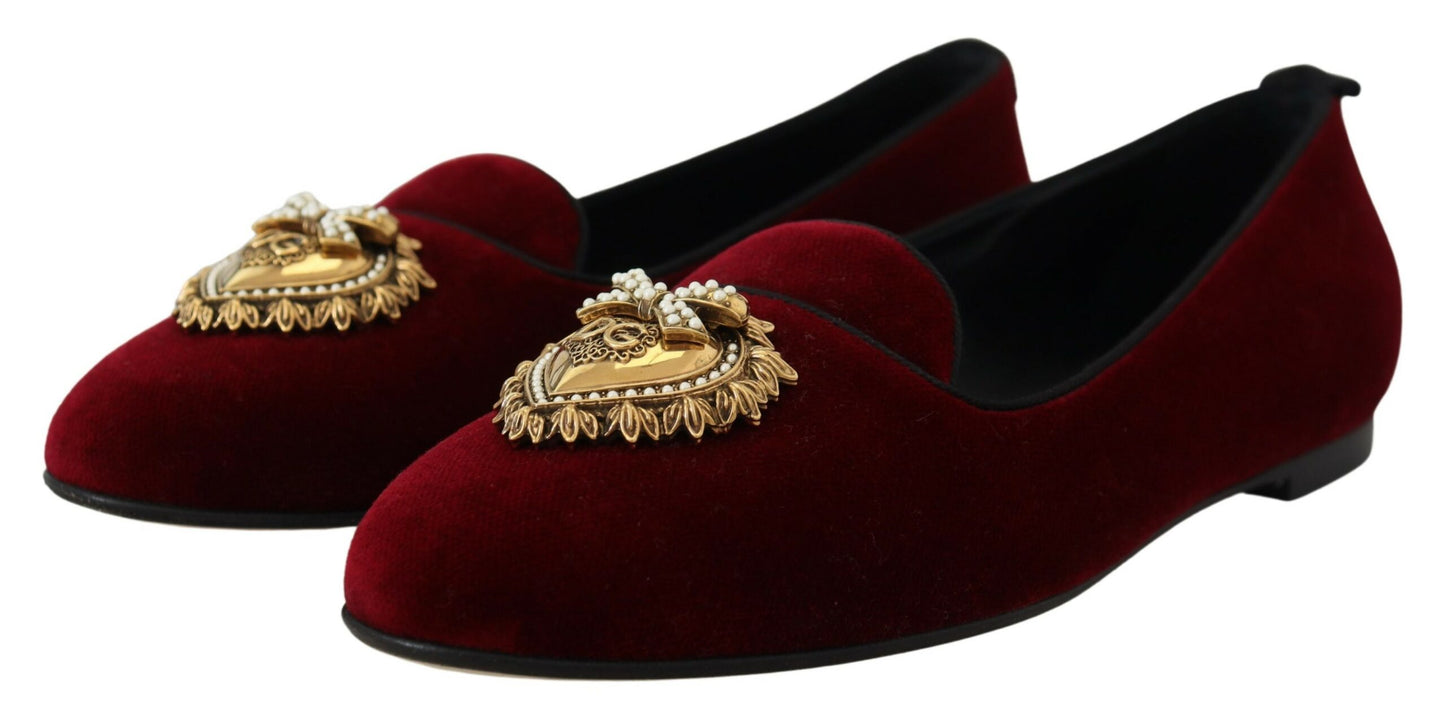 Mocassini slip-on in velluto bordeaux