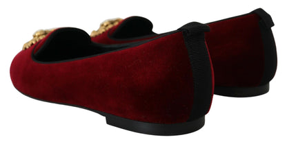 Dolce &amp; Gabbana – Bordeauxfarbene Loafer „Devotion“ aus Samt