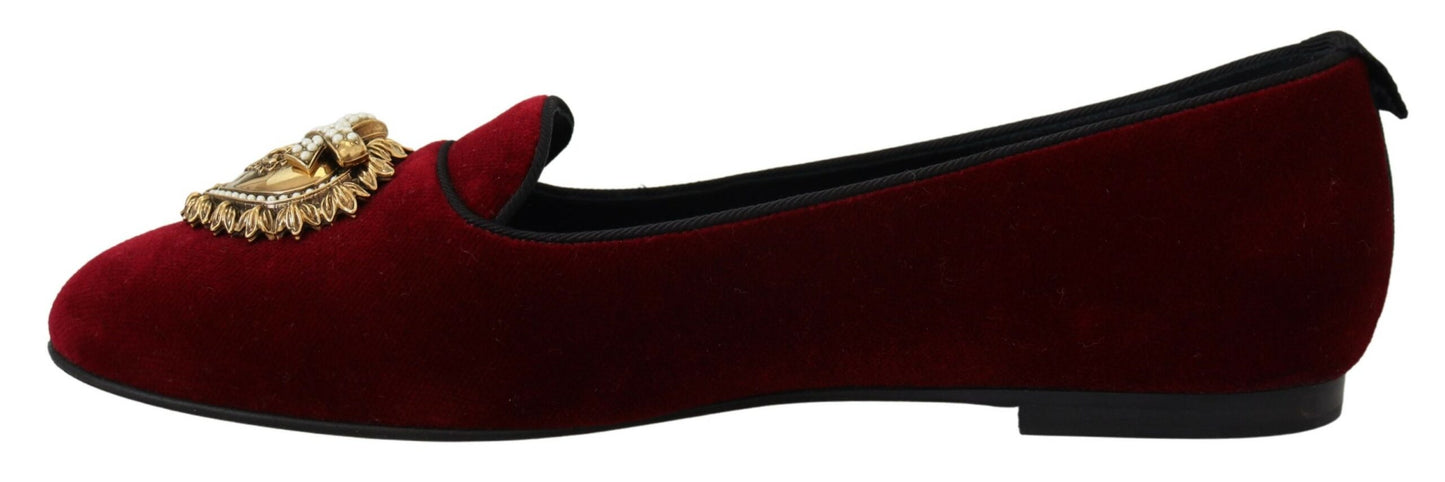 Dolce &amp; Gabbana – Bordeauxfarbene Loafer „Devotion“ aus Samt