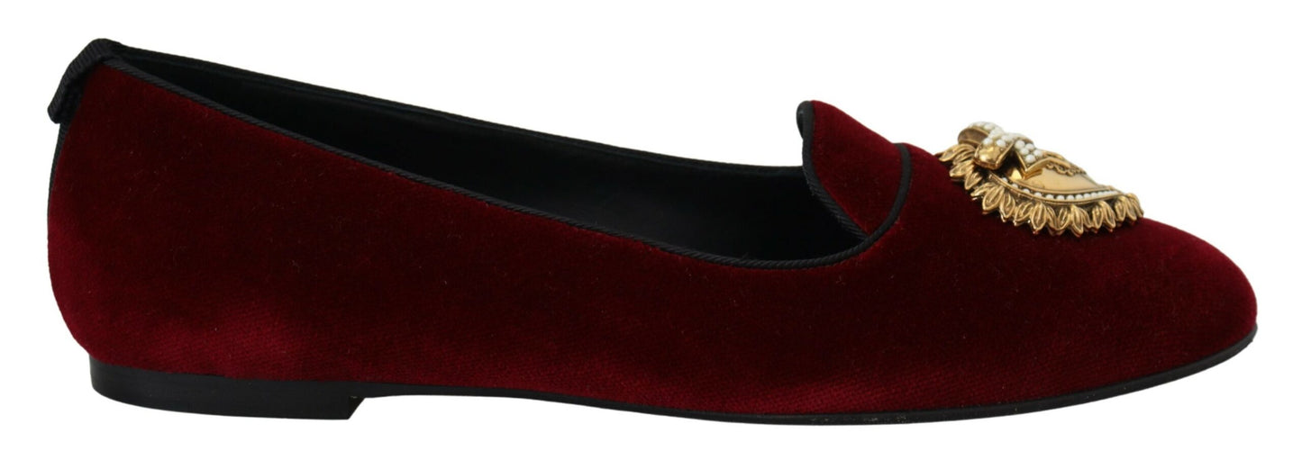 Dolce &amp; Gabbana – Bordeauxfarbene Loafer „Devotion“ aus Samt