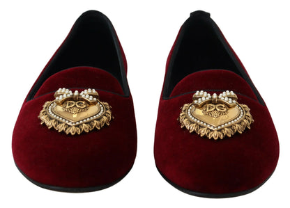 Dolce &amp; Gabbana – Bordeauxfarbene Loafer „Devotion“ aus Samt