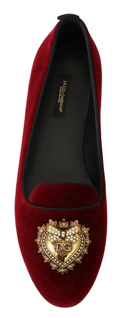 Dolce &amp; Gabbana – Bordeauxfarbene Loafer „Devotion“ aus Samt