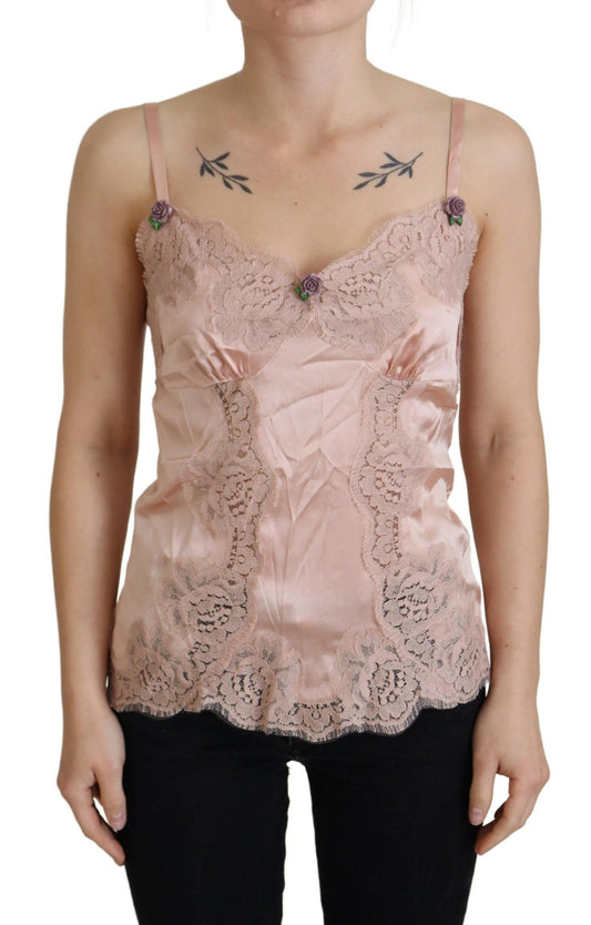 Dolce &amp; Gabbana Elegantes Dessous-Top aus rosa Seide