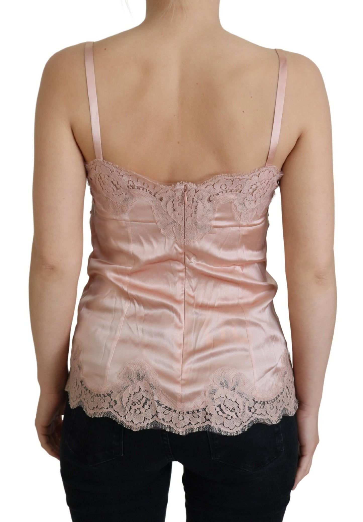 Lingerie canotta con rose di pizzo in raso rosa