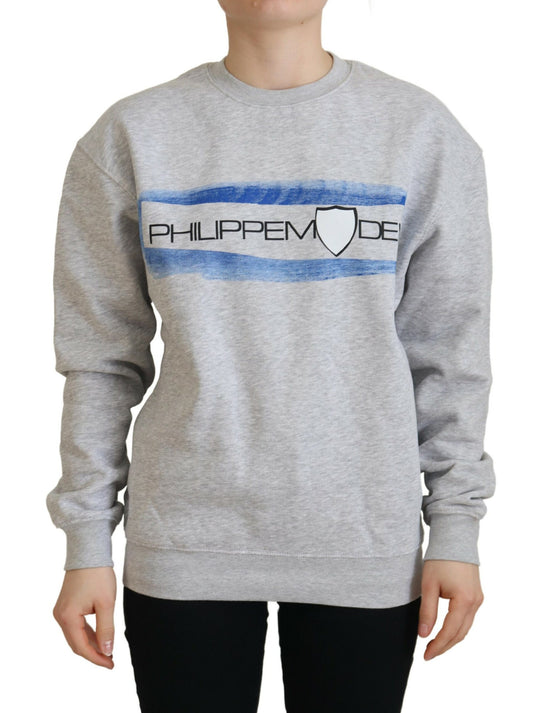 Maglione pullover a maniche lunghe stampato grigio