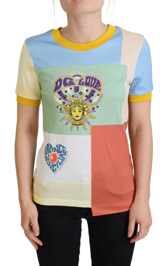 Dolce &amp; Gabbana T-Shirt mit Rundhalsausschnitt und Patchwork-Print aus Baumwolle