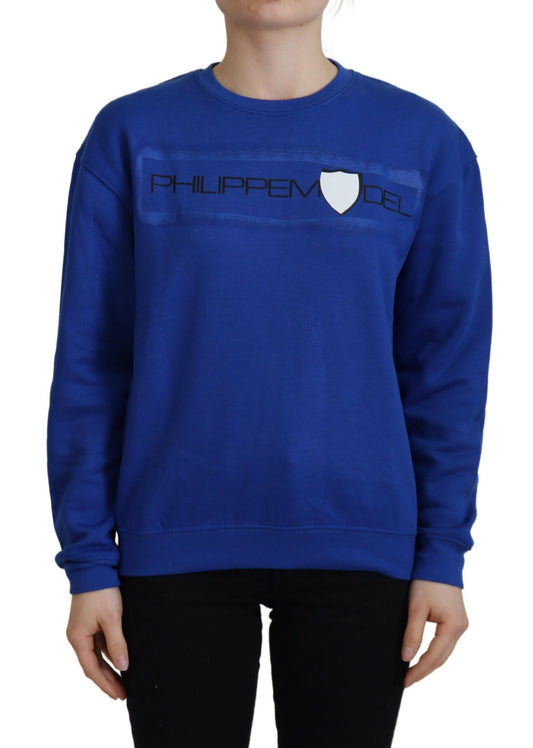 Maglione pullover a maniche lunghe stampato blu