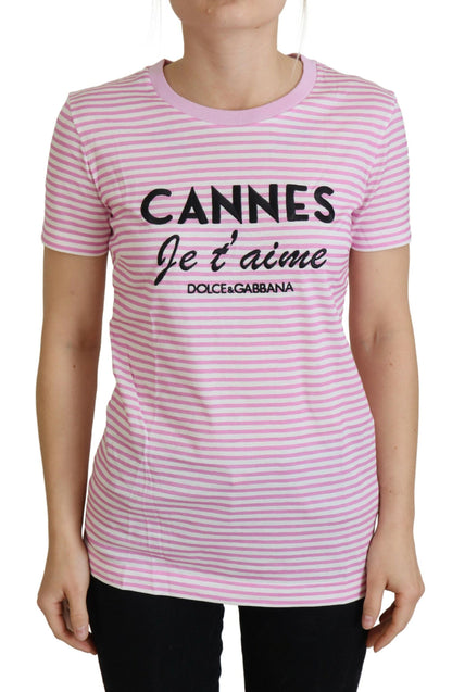 T-shirt esclusiva CANNES bianco rosa