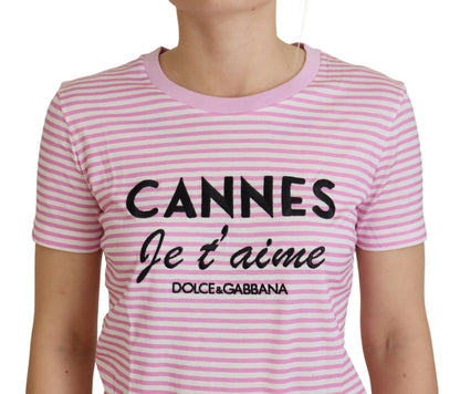 T-shirt esclusiva CANNES bianco rosa