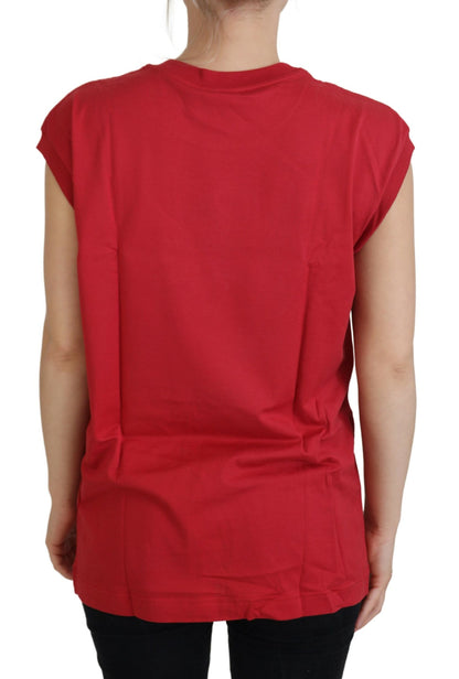 Dolce &amp; Gabbana Elegantes rotes ärmelloses Tanktop aus Baumwolle