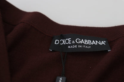 Dolce &amp; Gabbana Schicke kastanienbraune Wolljacke mit V-Ausschnitt