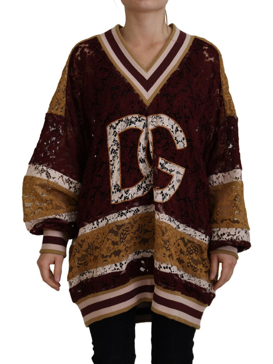 Dolce & Gabbana Multicolor V-Neck Pullover Sweater