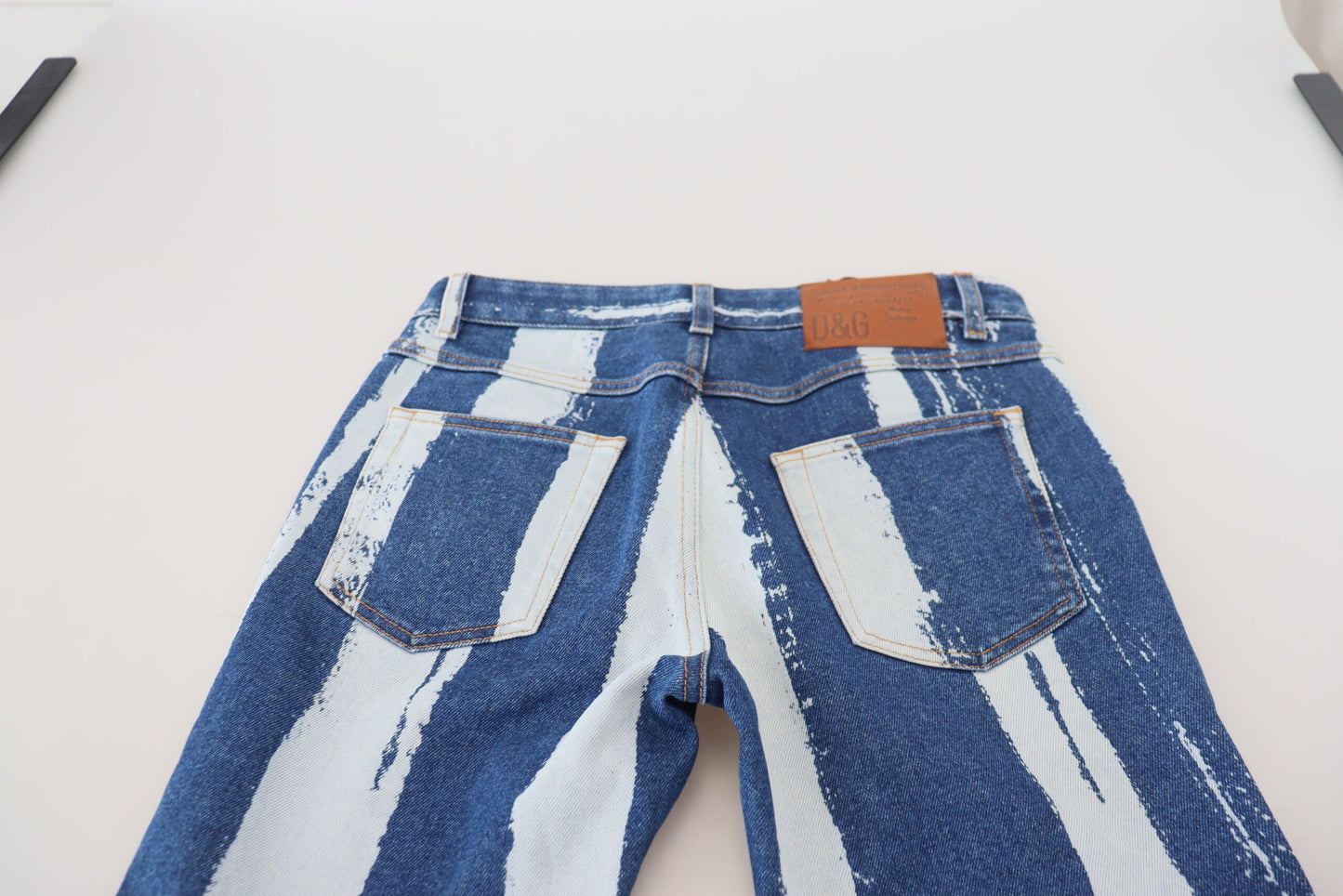 Jeans skinny in cotone denim a righe blu cobalto