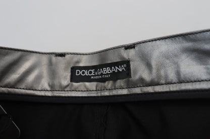 Dolce &amp; Gabbana – Elegante Skinny-Hose mit hoher Taille in Silber