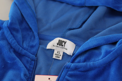 Juicy Couture – Glam – Kurzer Pullover mit Kapuze und Reißverschluss in Blau