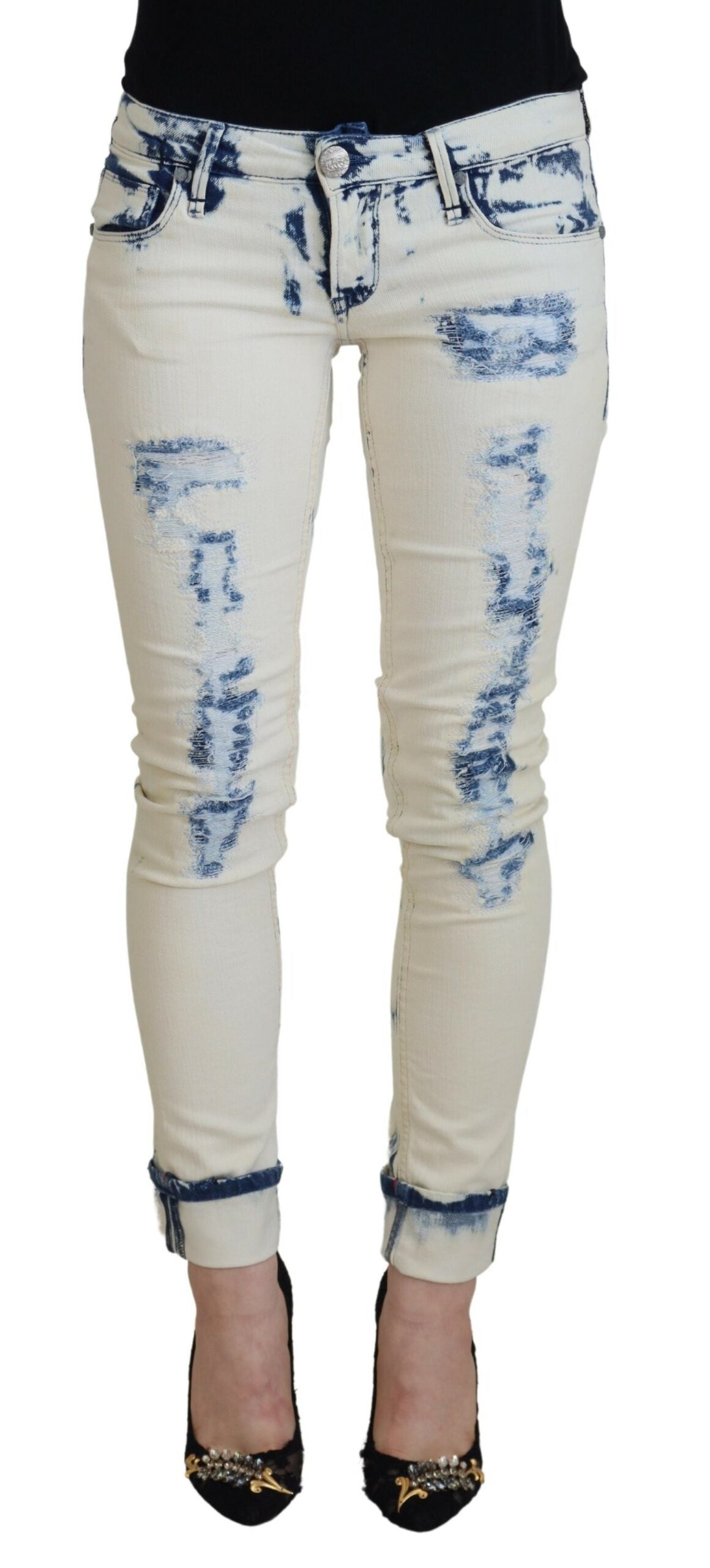 Acht Chic – Zerrissene Skinny-Jeans mit niedriger Taille