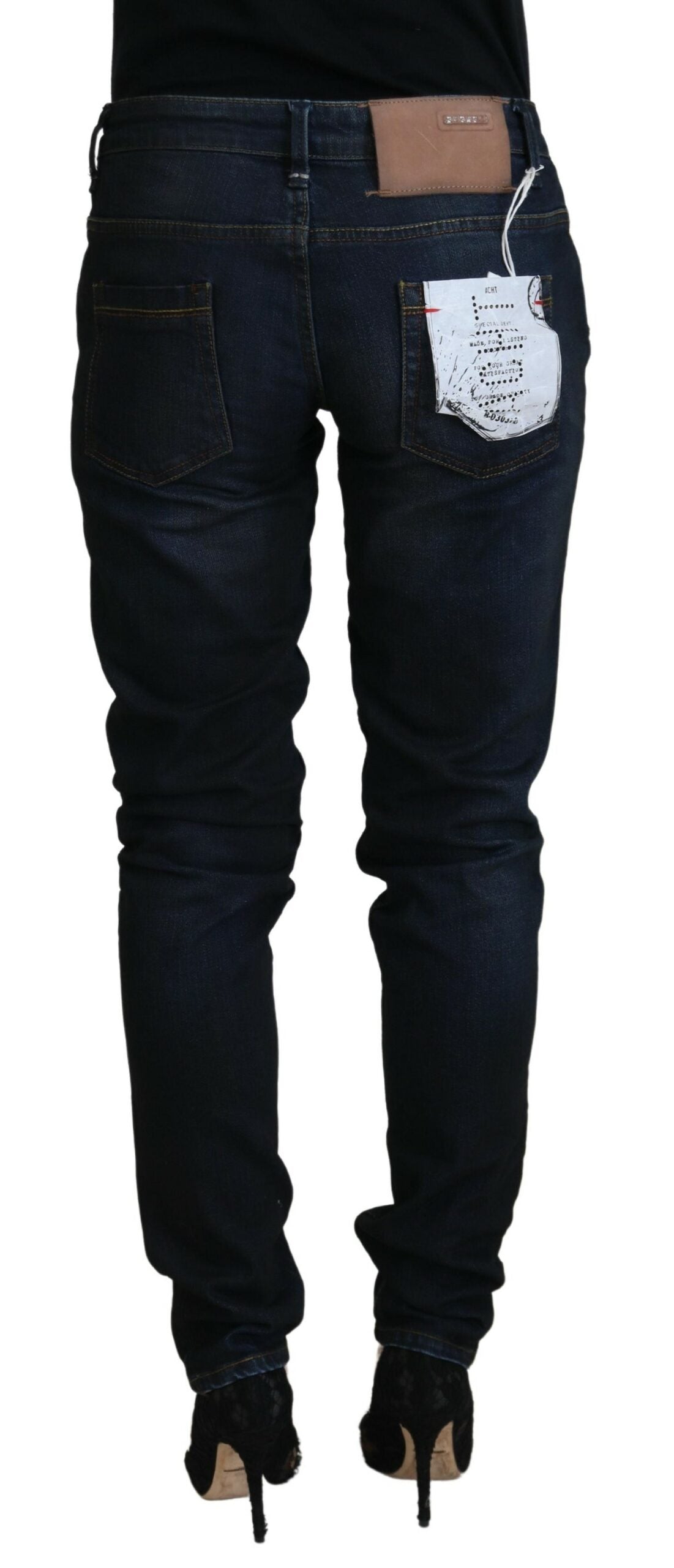 Acht Chic Skinny Jeans aus Denim mit niedriger Taille