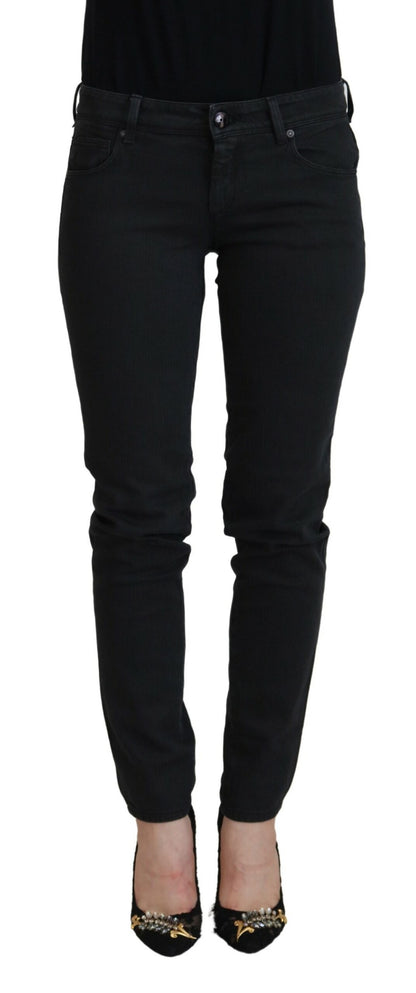 Jeans denim da donna slim fit in cotone nero