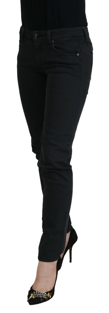 Jeans denim da donna slim fit in cotone nero